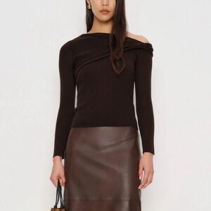 Reformation Lilou Regenerative Merino Sweater Brown - Size XS